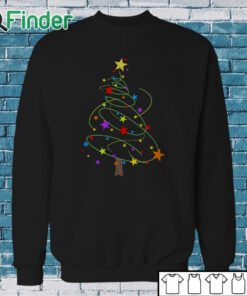 Sweatshirt Women's Black Christmas Tree Star Print Long Sleeve T Shirt