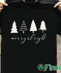 T shirt black Cute Four Christmas Tree Green Merry And Bright Sweatshirt