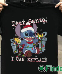 T shirt black Cute Lilo & Stitch Christmas Dear Santa I Can Explain T shirt