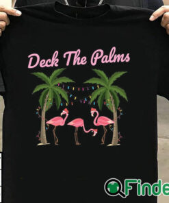 T shirt black Tropical Christmas Florida Flamingo Deck the Palms Sweatshirt