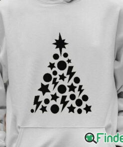Unisex Hoodie Black Christmas Tree with Stars and Lightning Pullover Sweatshirt