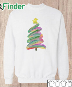 Unisex Sweatshirt Watercolor Christmas Tree Painting Pattern Tops for Women Teen Girls Sweater