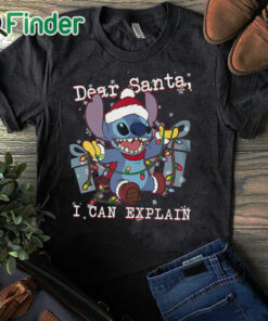 black T shirt Cute Lilo & Stitch Christmas Dear Santa I Can Explain T shirt