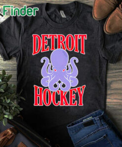 black T shirt Detroit Hockey Octopus T Shirt