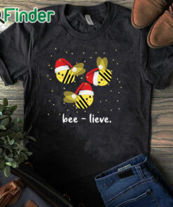black T shirt Funny Santa Bee Ugly Christmas Sweater Bee lieve