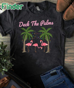 black T shirt Tropical Christmas Florida Flamingo Deck the Palms Sweatshirt