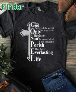 black T shirt Women's For God So Loved The World Print Long Sleeve Sweatshirt