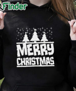black hoodie Christmas Tree Snow Star Holiday Xmas Snowflake Mens Women Unisex Tee T Shirt