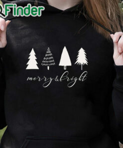black hoodie Cute Four Christmas Tree Green Merry And Bright Sweatshirt