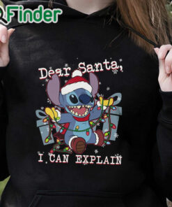 black hoodie Cute Lilo & Stitch Christmas Dear Santa I Can Explain T shirt