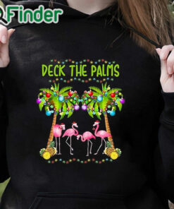 black hoodie Deck the Palms Merry Flamingo Christmas Sweatshirt sweater