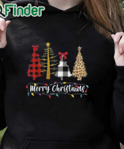 black hoodie Ladies Christmas Tree Merry Christmas Shirt