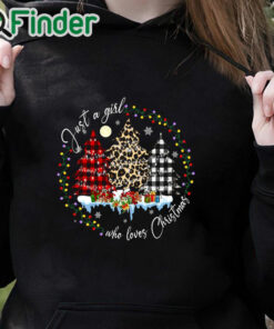 black hoodie Merry Christmas Just A Girl Who Loves Christmas Tree Unisex Sweatshirt