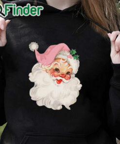 black hoodie Pink Vintage Santa Claus Unisex Sweatshirt