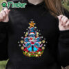 black hoodie Stitch Santa hat Christmas tree star shirt