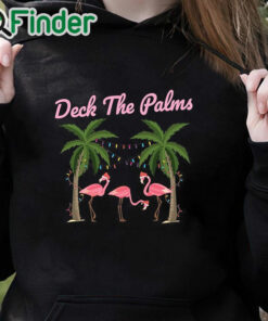 black hoodie Tropical Christmas Florida Flamingo Deck the Palms Sweatshirt