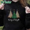 black hoodie Vintage Christmas Tree Black Merry And Bright Crew Neck Sweatshirt