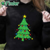 black hoodie Vizor Christmas Tree Off The Shoulder Sweatshirt Christmas Tree Slouchy Oversized Top for Women