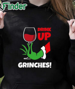 black hoodie Women's Drink Up Wine Glass Sweatshirt