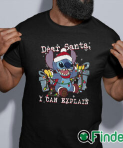 black shirt Cute Lilo & Stitch Christmas Dear Santa I Can Explain T shirt