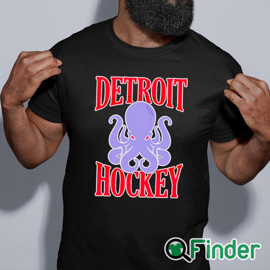 black shirt Detroit Hockey Octopus T Shirt black shirt Detroit Hockey Octopus T Shirt