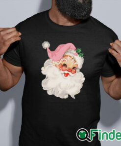 black shirt Pink Vintage Santa Claus Unisex Sweatshirt