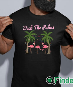 black shirt Tropical Christmas Florida Flamingo Deck the Palms Sweatshirt