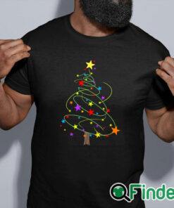 black shirt Women's Black Christmas Tree Star Print Long Sleeve T Shirt