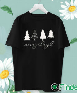 unisex T shirt Cute Four Christmas Tree Green Merry And Bright Sweatshirt
