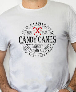 white Shirt Candy Cane Sweatshirt, North Pole Sweater, Vintage Christmas Sweatshirt