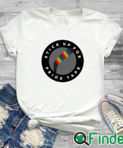 white T shirt Stick Up For Pride Tape Shirt