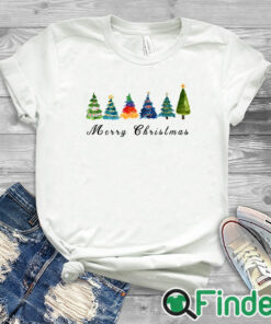 white T shirt Watercolor Christmas Tree Shirt Christmas T shirt for Women