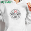 white hoodie Candy Cane Sweatshirt, North Pole Sweater, Vintage Christmas Sweatshirt