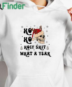 white hoodie Christmas Ho Ho Holy Print Sweatshirt