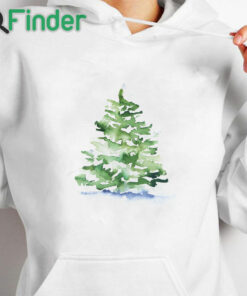white hoodie Christmas Tree Evergreen Watercolor Throw Shirt