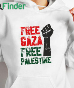 white hoodie Free Gaza Free Palestine T shirt