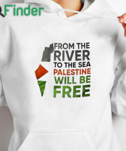 white hoodie From The River To The Sea Palestine Will Be Free Shirt