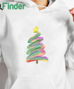 white hoodie Watercolor Christmas Tree Painting Pattern Tops for Women Teen Girls Sweater