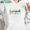 white hoodie Watercolor Christmas Tree Shirt Christmas T shirt for Women