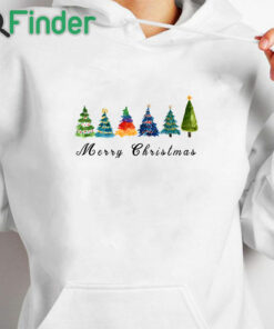 white hoodie Watercolor Christmas Tree Shirt Christmas T shirt for Women