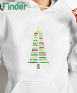 white hoodie White Christmas Words Christmas Tree Sweatshirt