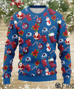 Avalanche Hockey Santa Claus Snowman Ugly Christmas Sweater