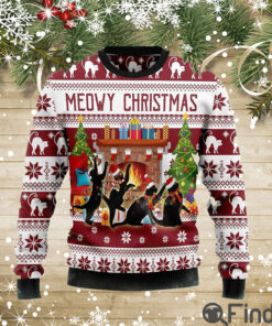 Black Cat Christmas Dancing Christmas AOP Ugly Sweater