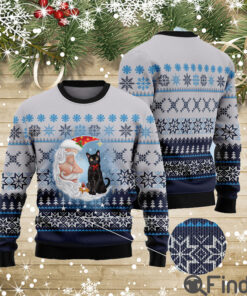 Black Cat Love Santa Moon Ugly Christmas Sweater Gift For Christmas