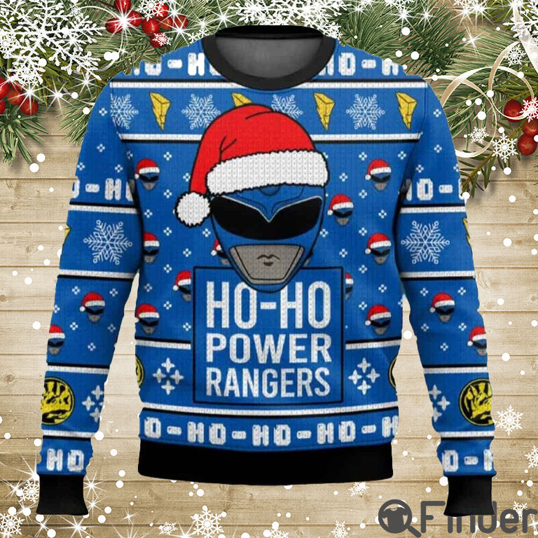 Blue Ranger Ho Ho Power Rangers Ugly Christmas Sweater Blue Ranger Ho Ho Power Rangers Ugly Christmas Sweater