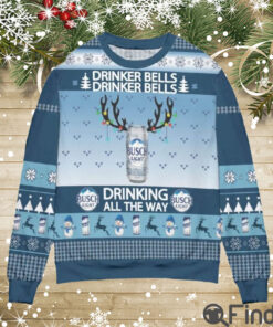 Busch Light Drinker Bells Drinking All The Way Ugly Christmas Sweaters