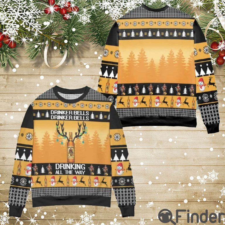 Captain Morgan Drinker Bells Drinking All The Way Ugly Christmas Sweater Captain Morgan Drinker Bells Drinking All The Way Ugly Christmas Sweater