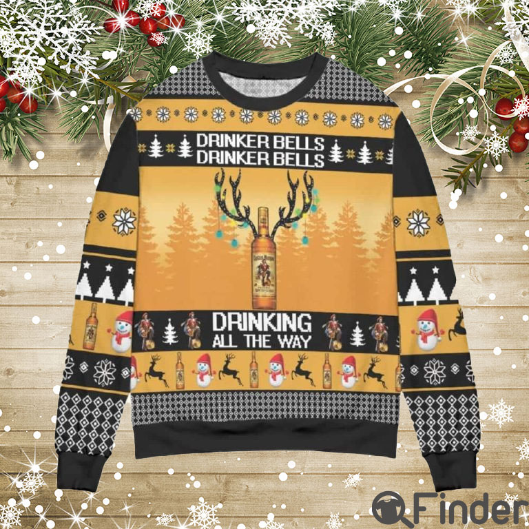 Captain Morgan Drinker Bells Drinking All The Way Ugly Christmas Sweaters Captain Morgan Drinker Bells Drinking All The Way Ugly Christmas Sweaters