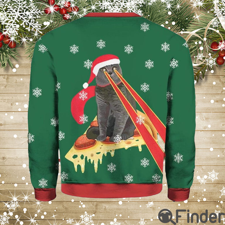 Drax Pizza Cat With Laser Eyes Ugly Christmas Sweater Hoodie Drax Pizza Cat With Laser Eyes Ugly Christmas Sweater Hoodie
