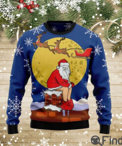 Funny Santa And Full Moon Ugly Christmas Sweater